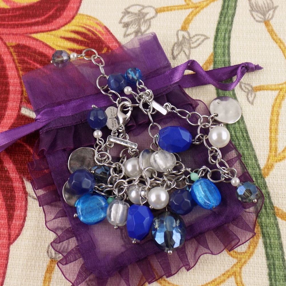 WHITE HOUSE BLACK MARKET BLUE SILVERTONE bracelete - Picture 4 of 5